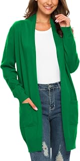 PCEAIIH Women's Long Sleeve Open Front Knit Cardigan Sweaters with Pockets