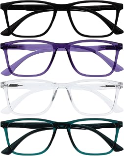 OPULIZE NYX Blue Light Blocking Reading Glasses - Rectangular Frame - UV Anti-Glare Eyewear - Improve Sleep Computer Gaming - Reduce Headaches Eyestrain Protection - Rectangular Frame - Mens Womens