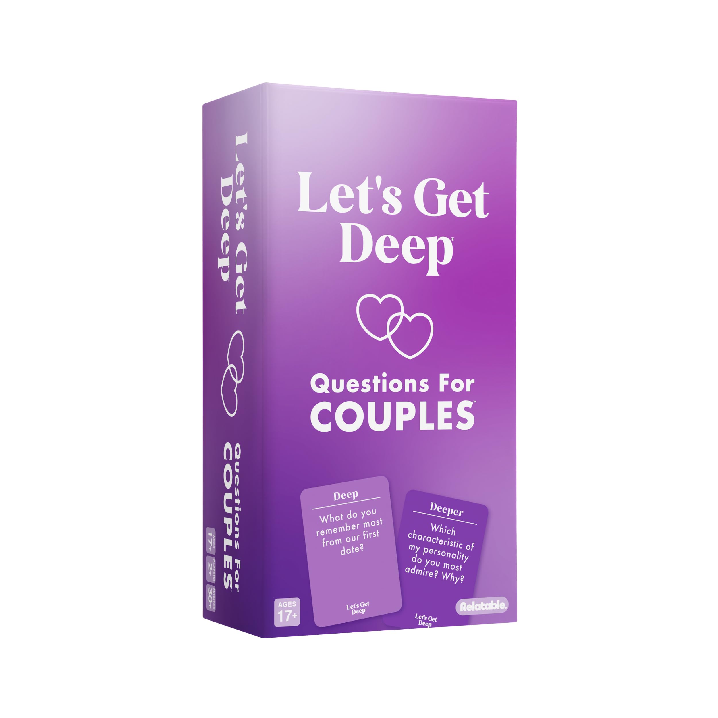 Let's Get Deep, A Question Card Game for Couples by Relatable | Great for Date N