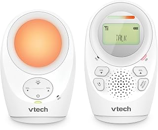 VTech DM1211 Audio Baby Monitor, Long range,Baby monitor with 2-way talk, Noise Level Display, Temperature Sensor, Soothing Sounds, Parent Unit Belt Clip