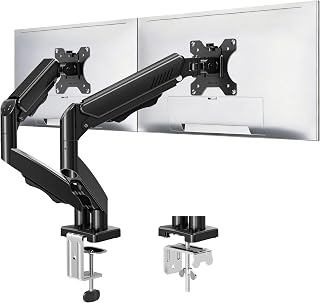 Dual Monitor Stand fits up to 32 inch, 4.4-19.8 lbs Computer Screens, Dual Monitor Desk Mount Height Adjustable, Monitor Arms for 2 Monitors, Home Office VESA Mounts, Freelift Black