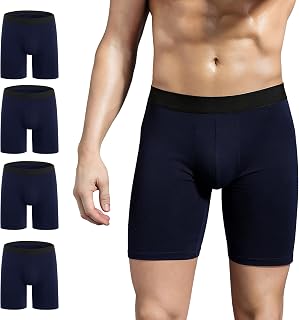 Mens 3/4 Pack Cotton Long Boxer Shorts