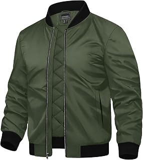 TACVASEN Men's Bomber Jacket Quilted Thermal Jacket Water Resistant Warm Winter Coats