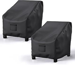 BROSYDA 2 Pack Outdoor Patio Chair Covers Waterproof 38"Wx31"Dx29"H, Black | Patio Furniture Covers Protect from Rain, Dust & UV; Heavy-Duty Oxford Fits Lounge, Deep Seat & High Back Chairs on Lawns