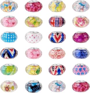 100 Pieces European Beads Resin Large Holes with Brass Cores, Faceted Loose Spacer Beads for Bracelet Necklace Jewelry Making Crafts Mixed Color