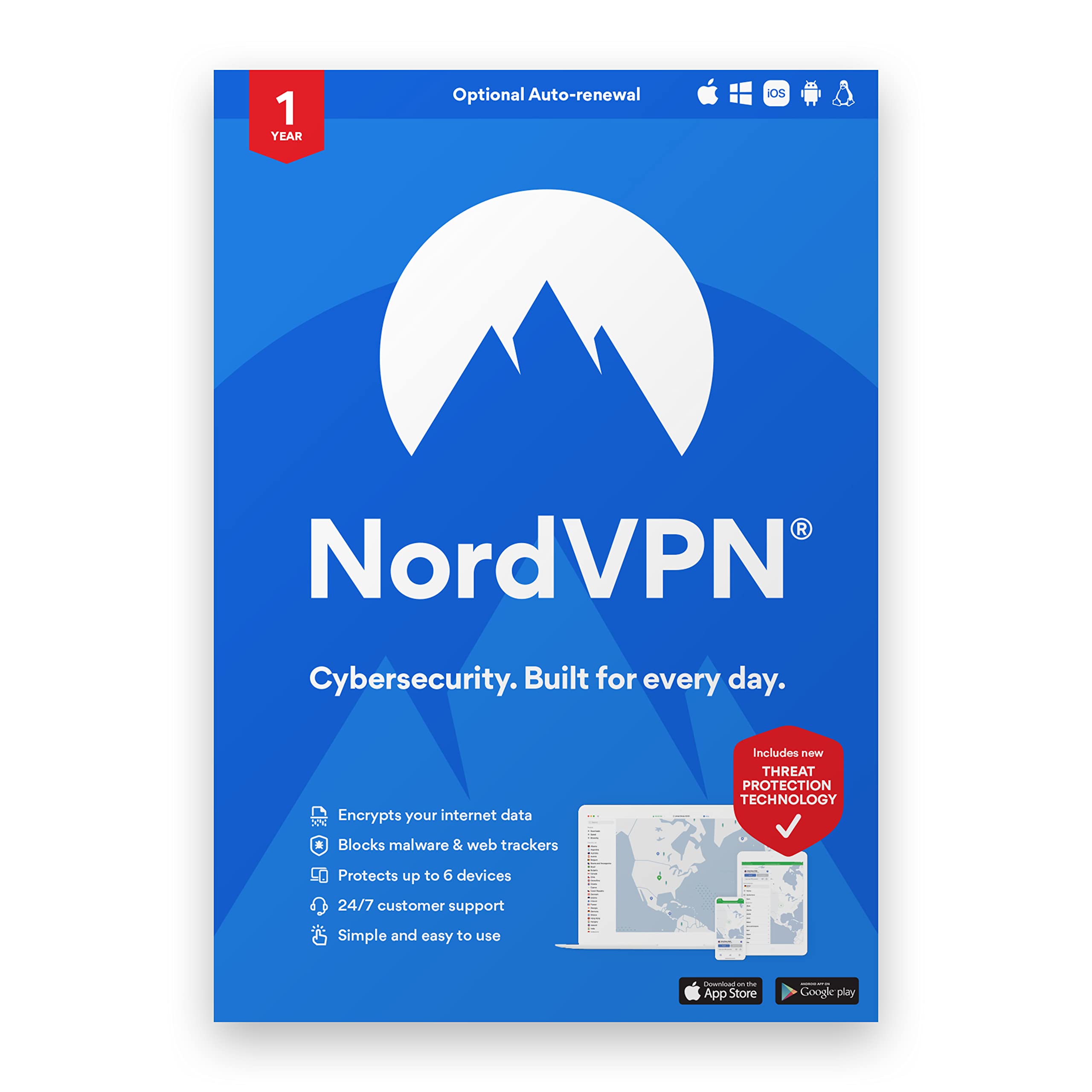 NordVPN Standard – 1-Year VPN & Cybersecurity Software Subscription For 6 Device
