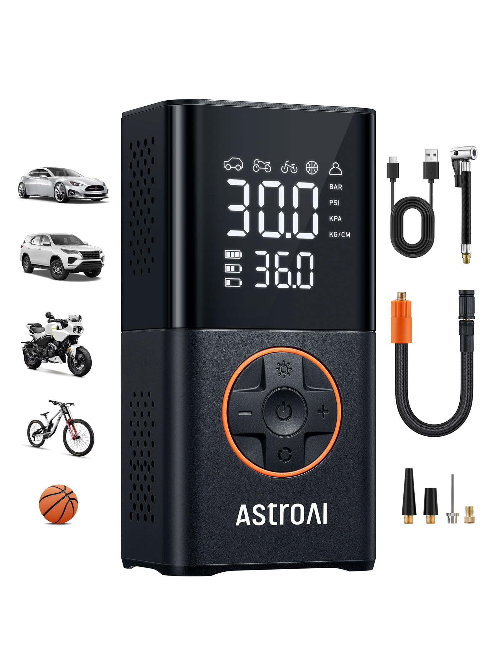 AstroAI L7 Tire Inflator Portable Air Compressor,150 PSI Cordless Bike Pump | Fo