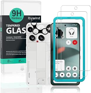 Ibywind Screen Protector for Nothing Phone (3) 5G, 2 Pieces 9H Hardness Tempered Glass and Camera Lens Protector, Easy to Install, Compatible Fingerprint Detector, Anti-Scratch, Bubble Free