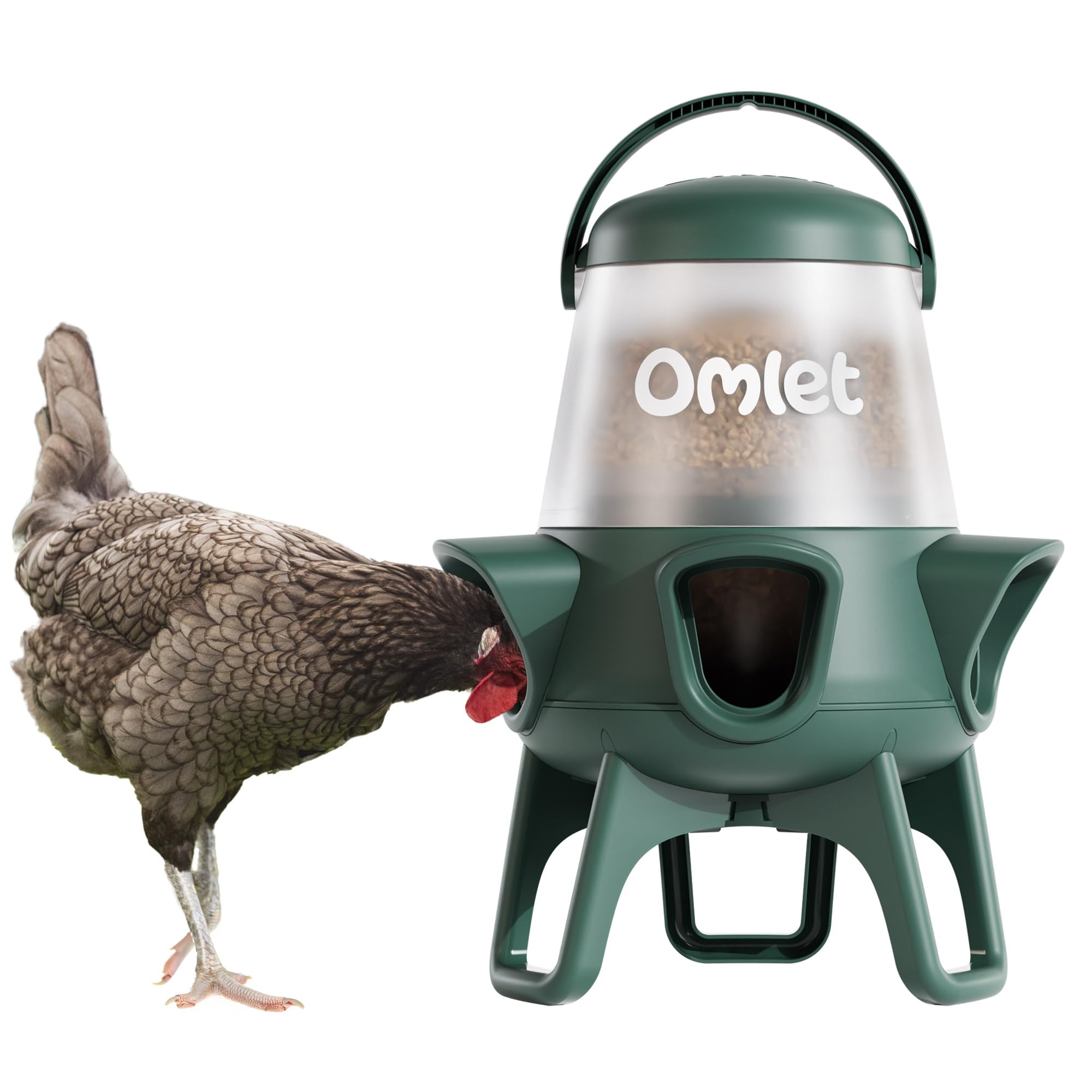 Omlet No Waste Chicken Feeder for Coop | 12lb Anti-Spill Poultry Feeder with 5 F