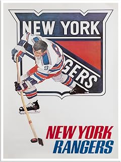 Rangers Poster New York Art Vintage 1970s Style Hockey Print Fan Gift SMALL to EXTRA LARGE (8x10 Inches)