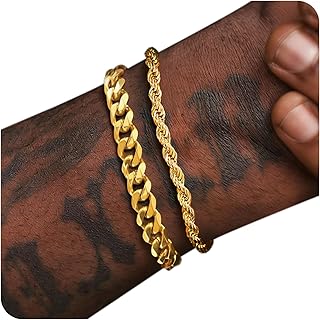PEALICIOUS Mens Bracelet for Men, Waterproof Bracelet for Men Jewelry | 2 PCS Silver/Gold Bracelets for Men Chain,Pulseras Para Hombres Mens Accessories, Waterproof Jewelry,Stainless Steel Bracelet