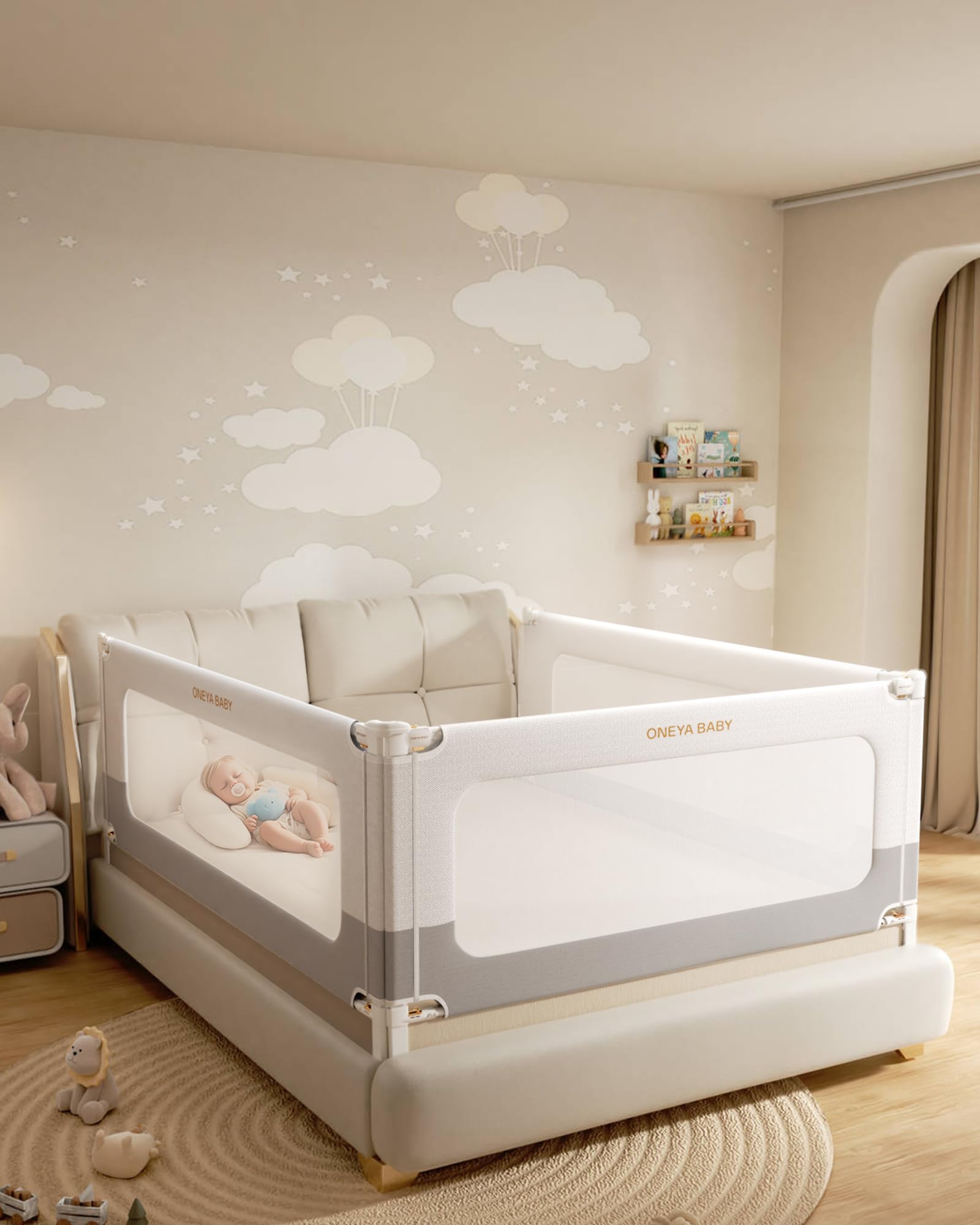 3 Piece Bed Rails for King Size Bed, No-Drill Needed Baby Bed Rail Guard | Thick