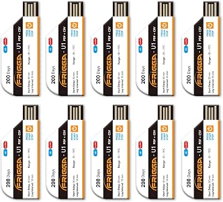Frigga 10 Pack Temperature Data Logger Disposable Temperature Recorder 28800 Points USB Temperature Loggers Single Use High Accuracy 200 Days Cold Chain Transportation with PDF CSV Report, U1