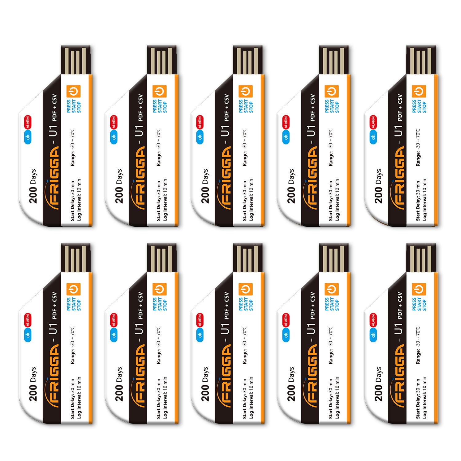 Frigga 10 Pack Temperature Data Logger Disposable Temperature Recorder 28800 Poi