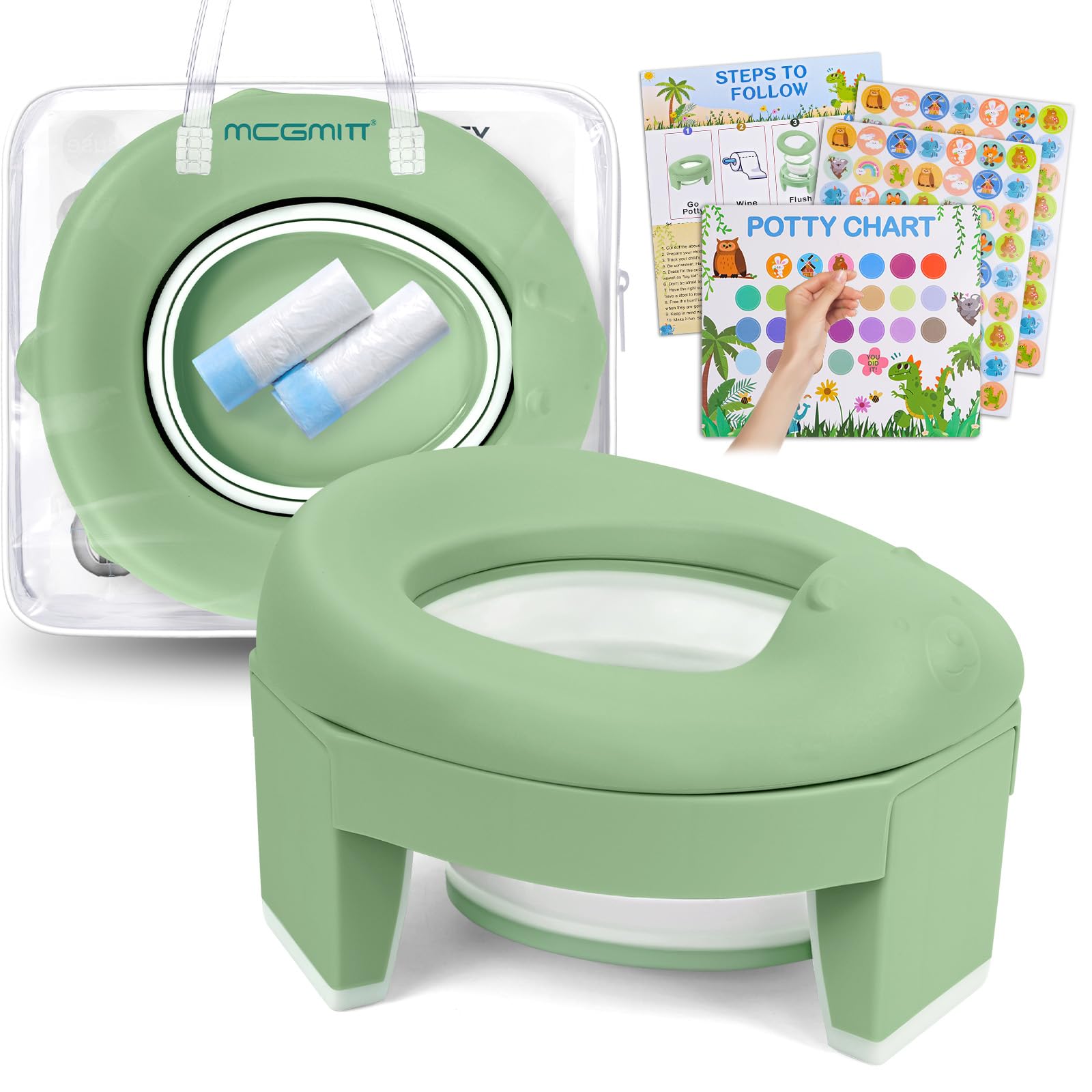 MCGMITT Portable Potty for Kids Travel - Foldable Training Toilet Chair for Todd