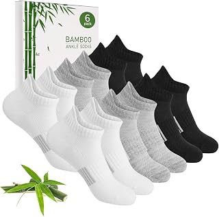 Blu Ninfee Bamboo Sports Socks for Women, 3-5/6-8, Running Ankle Socks, Breathable Sports Socks, Gifts for Women and Girls, Summer, 6 Pairs