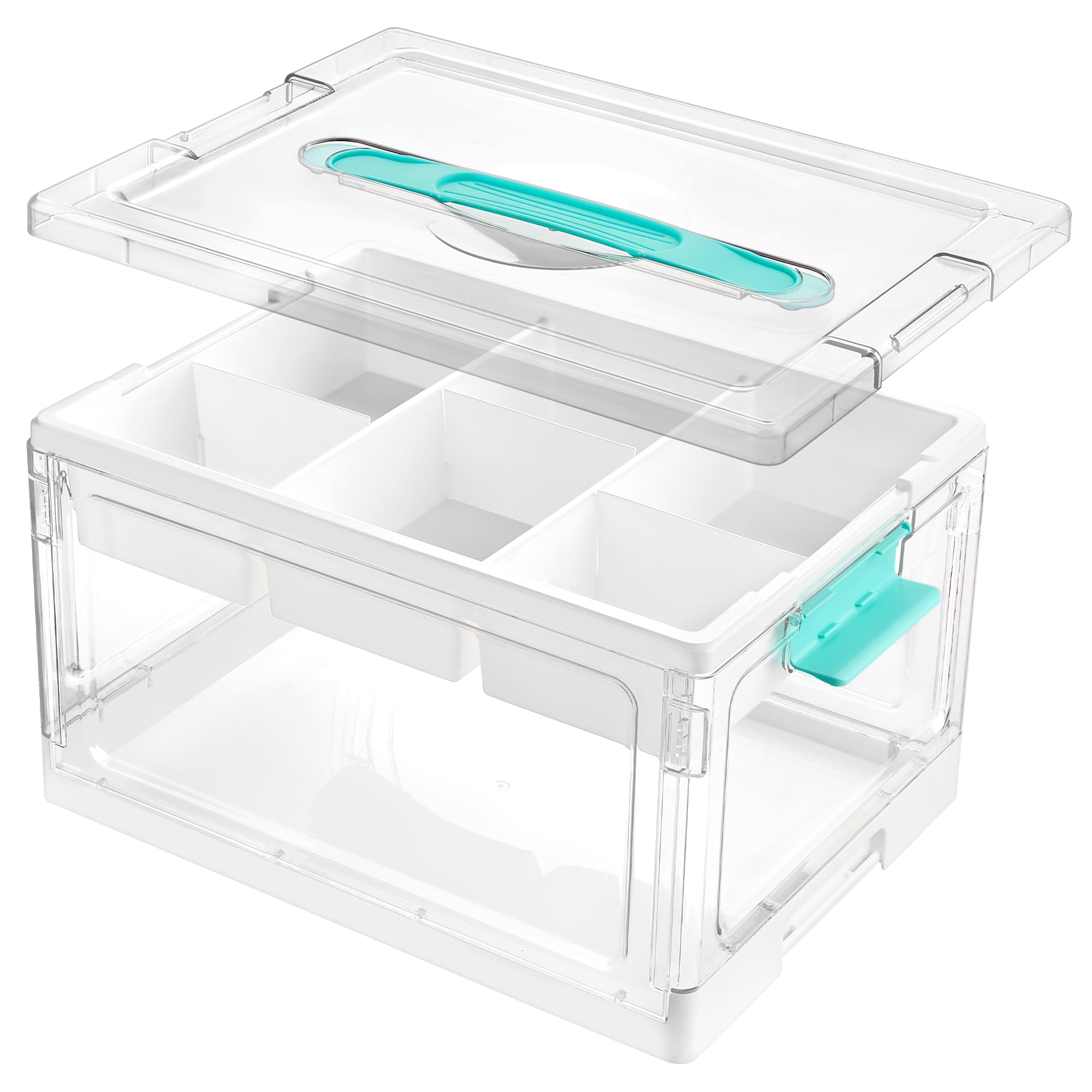 Vtopmart 24 QT Foldable Clear Craft Storage Box,Tray and Dividers,1 Pack | Porta