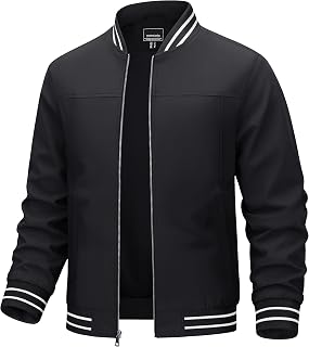 TACVASEN Men's Bomber Jacket Lightweight Casual Spring Fall Windbreaker Zip Up Coat with Pocket