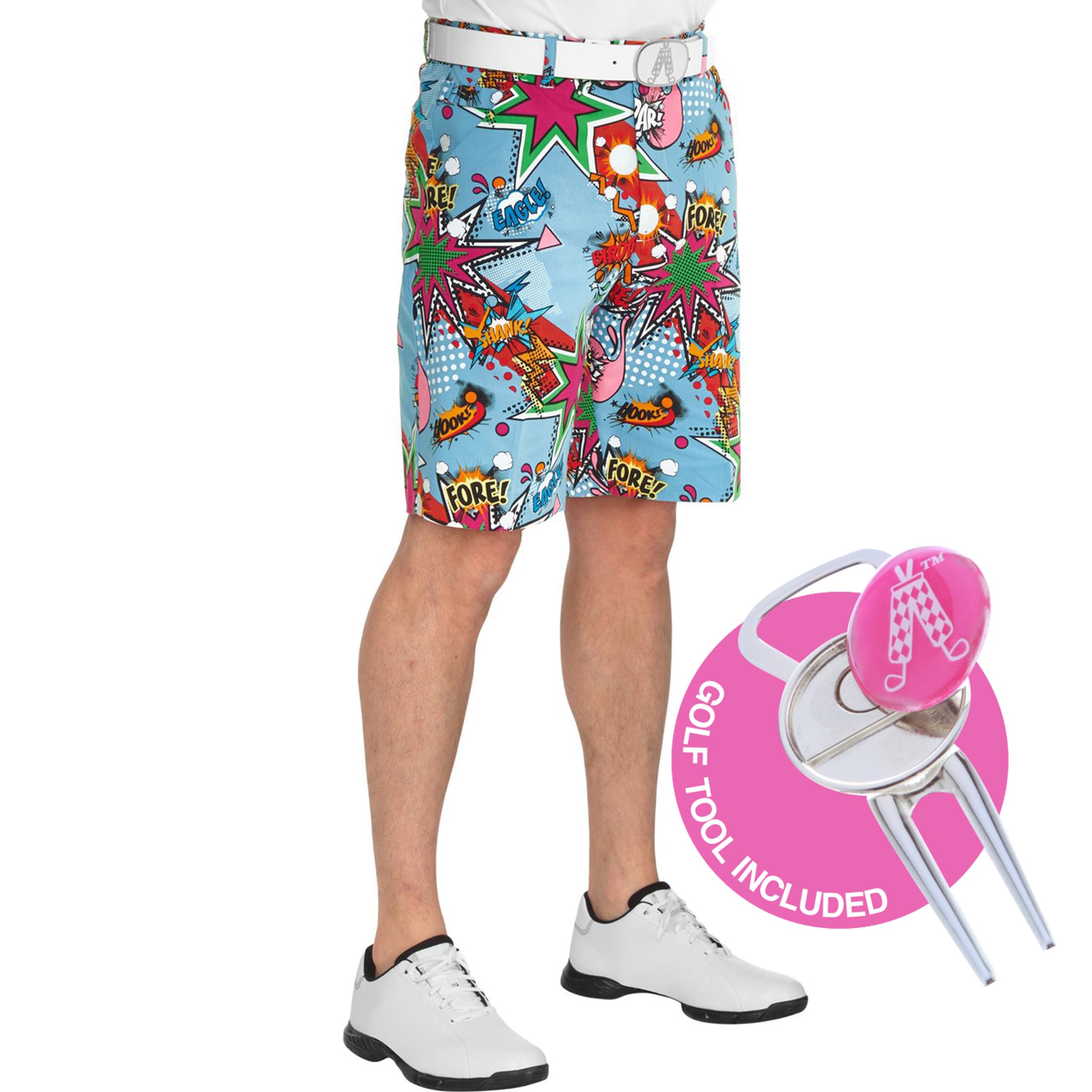 Royal & Awesome SHORTS Men's, Red/White/Blue/Green, L