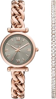 Fossil Women's Carlie Quartz Stainless Steel Watch, Rose Gold Glitz, Regular, Quartz Movement