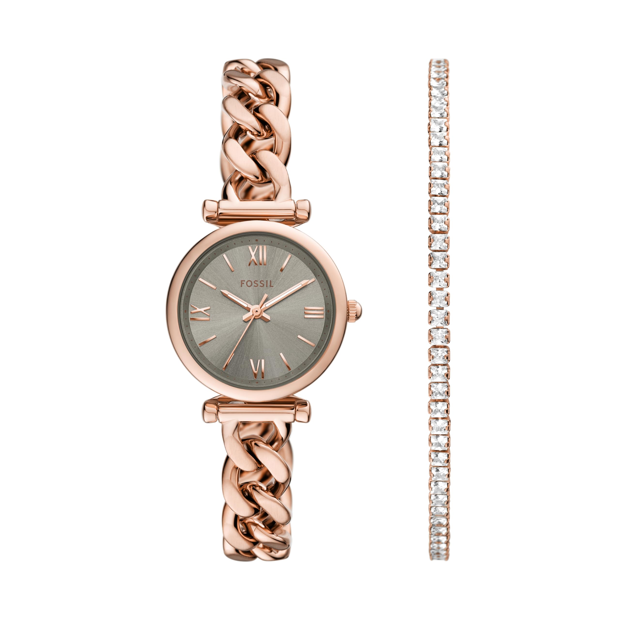 Fossil Women's Carlie Quartz Stainless Steel Watch, Rose Gold Glitz, Regular, Qu