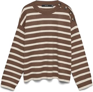 Vero Moda Vmsaba LS O-Neck Button Jersey Ga Noos Suéter Mujer (Pack de 1)