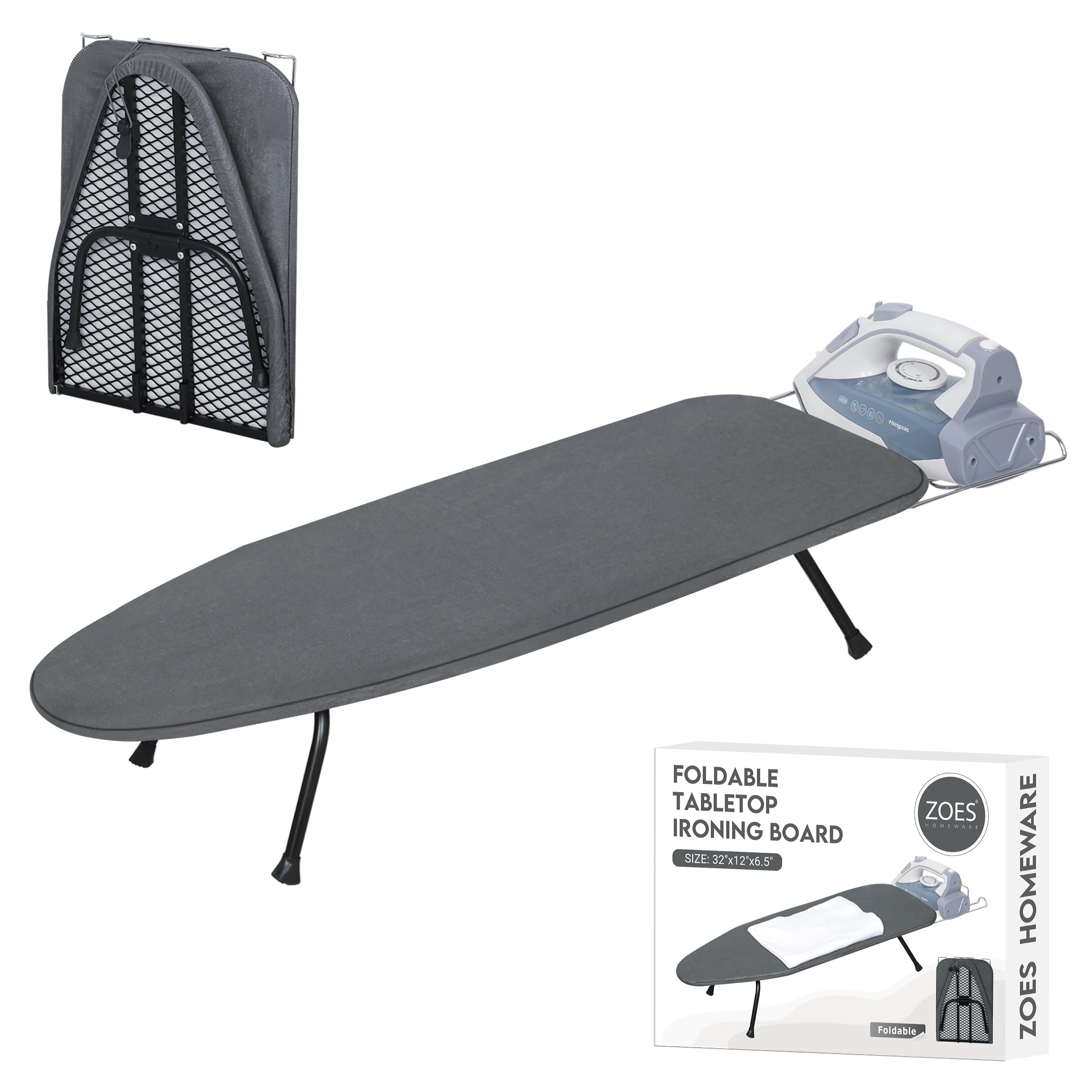 ZOES HOMEWARE Metal Mesh Panel Tabletop Ironing Board | Foldable Iron Board | He