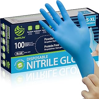 SWIFTLITE Blue Nitrile Gloves Disposable Latex Free, Food Safe | Rubber Gloves Powder Free for Food Prep, Cooking, Kitchen Cleaning