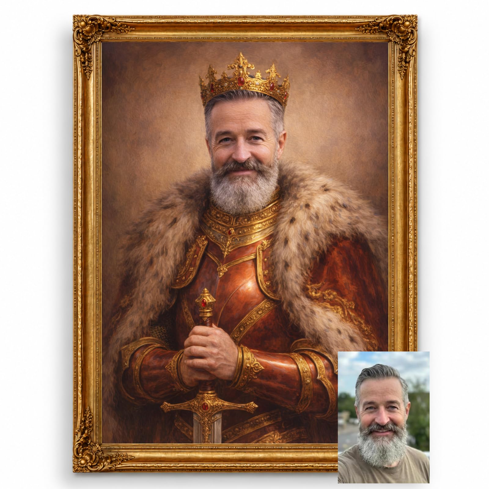 Personalised Portraits for Dad, Custom King, Viking Print, Multiple Styles | Cus