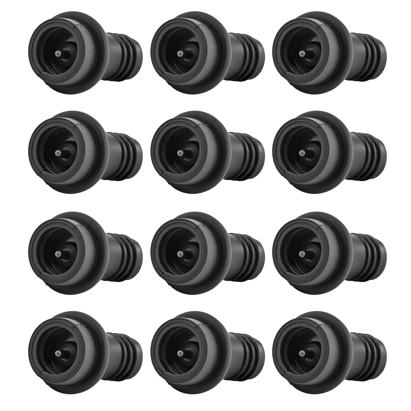 WOTOR Wine Stoppers Vacuum, Silicone Wine Saver & Preserver, 12 Pcs (Black) | Re