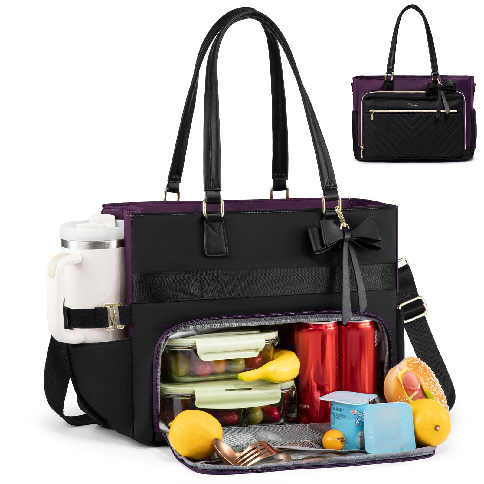 LOVEVOOK Lunch Tote Bag, Large Capacity Insulated Lunch Tote with Compartment, C