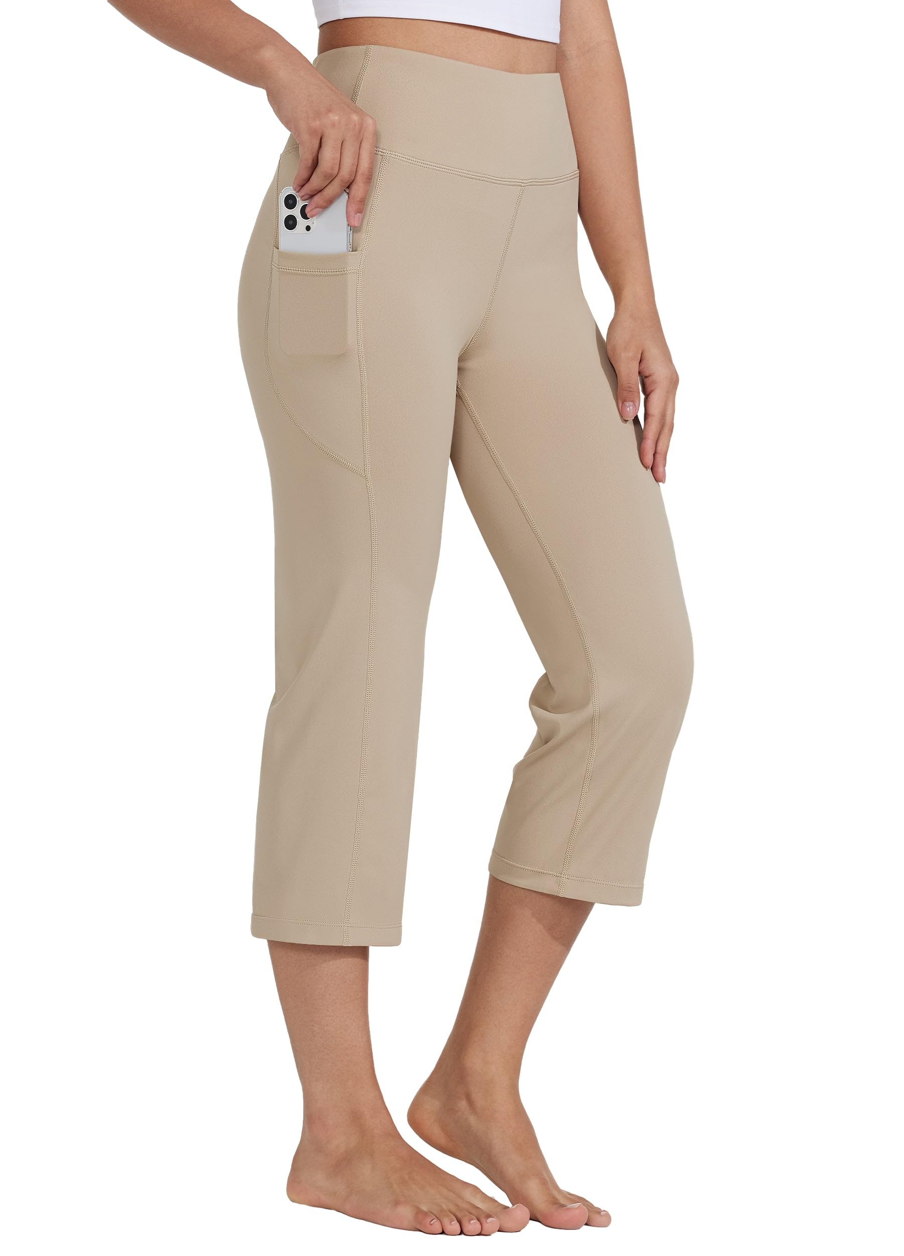 Willit Women High Waist Yoga Leggings Straight Leg Athletic Workout Leggings 21"