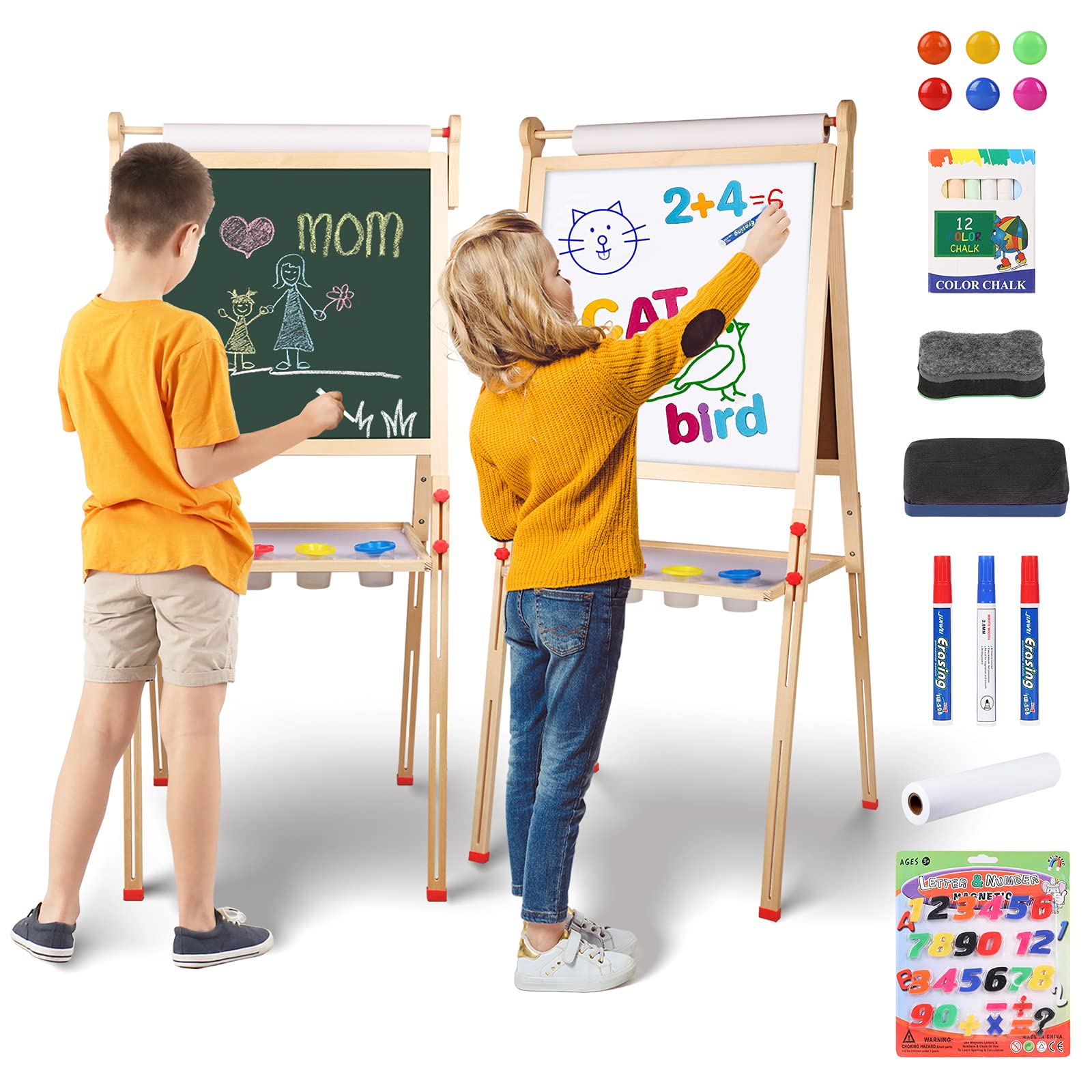 YOHOOLYO Kids Easel Standing Art Easel for Kids, Double Sided Children Pink Purp
