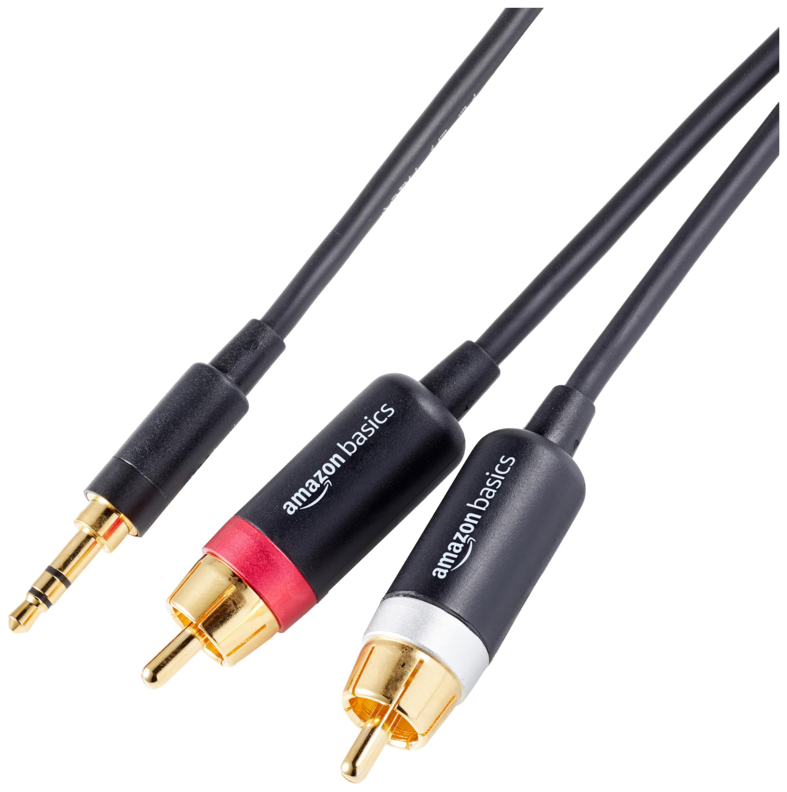 Amazon Basics 3.5mm Stereo Aux to 2 x RCA Audio Cable Adapters, 4 Feet/1.2 m, fo