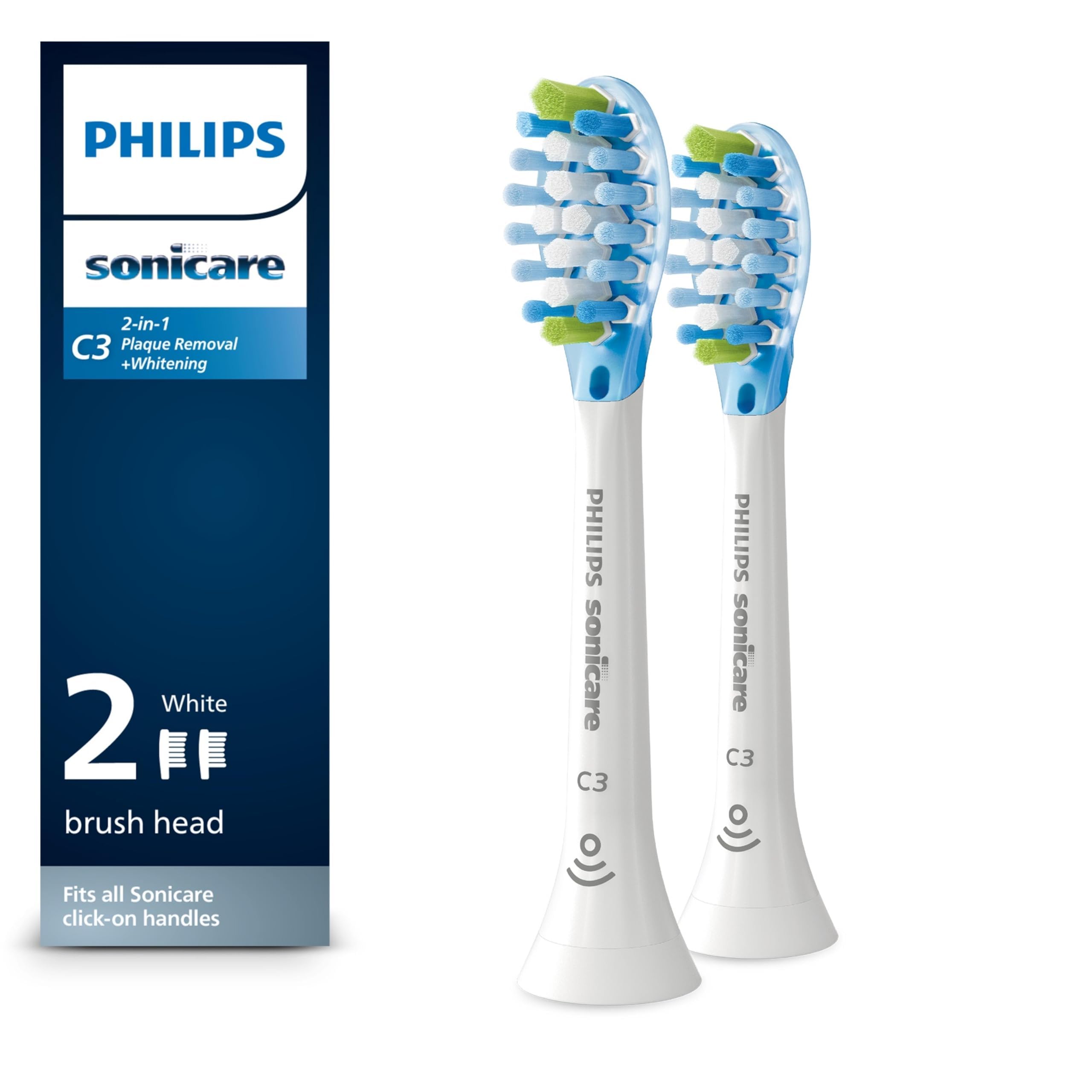 Philips Sonicare C3 Two-in-One - Genuine Replacement Electric Toothbrush Heads, 