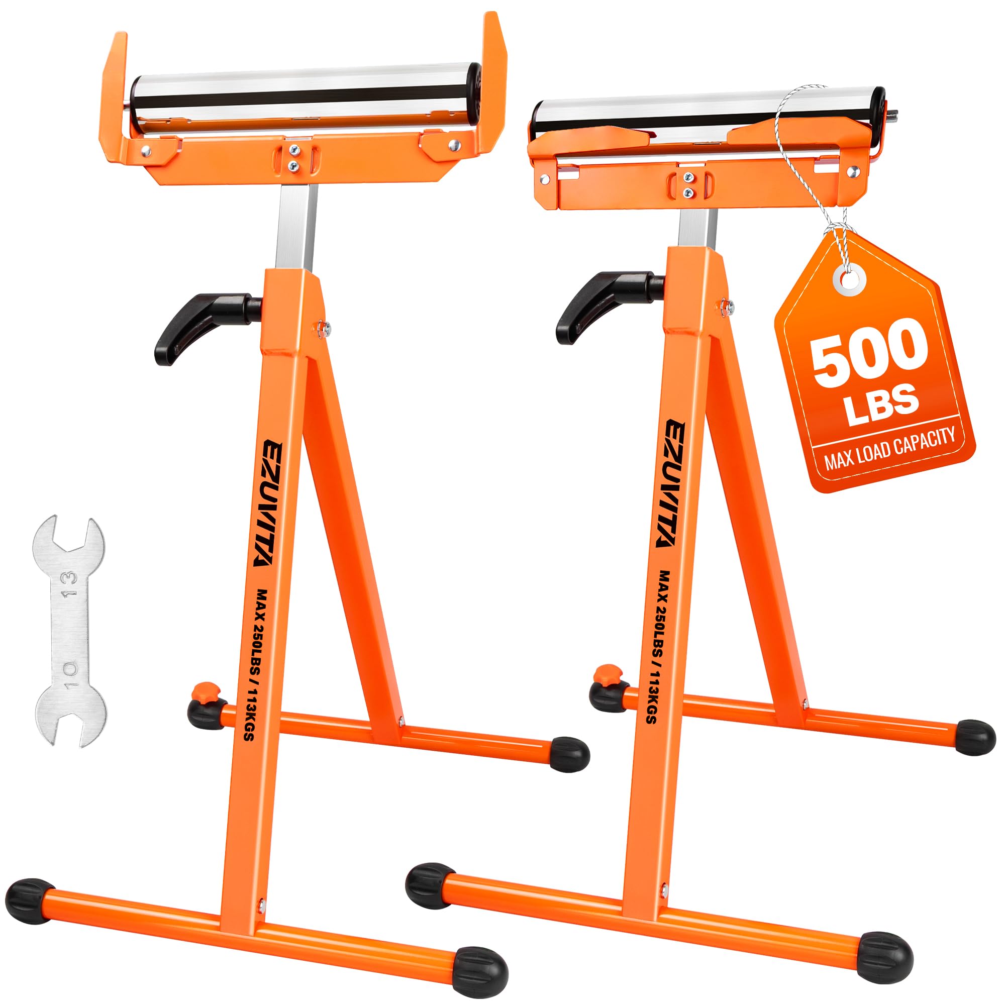 EZUVITA 2-Pack Folding Roller Stands, 500 LBS Total Capacity | 28"-43.5" Adjusta