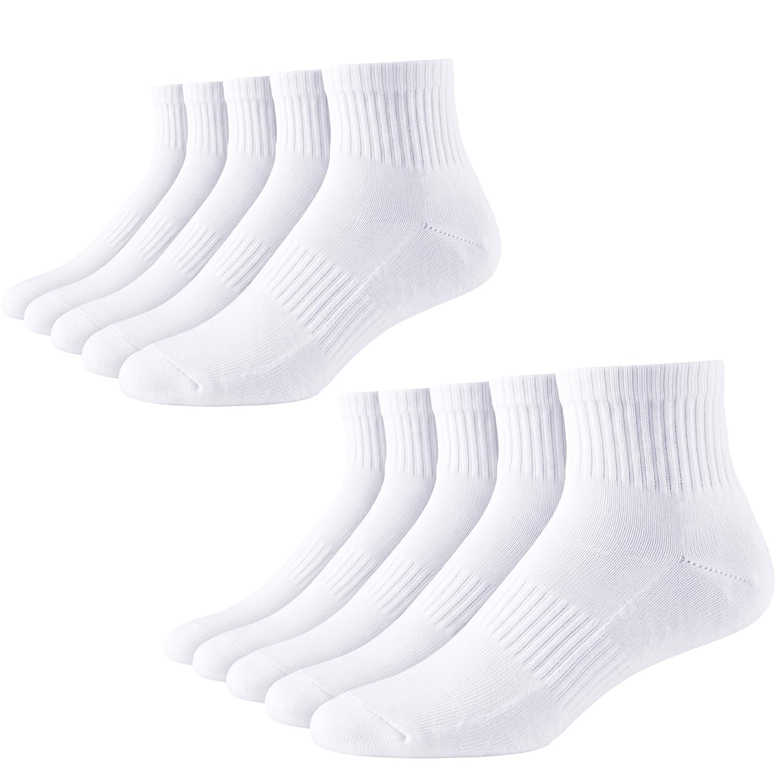 Josnown Mens Cushioned Athletic Quarter Ankle Socks 5/10 Pairs Cotton