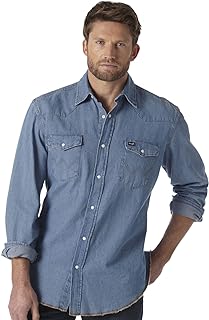 Wrangler Men's Authentic Cowboy Cut Western Work Shirt Big and Tall Sizes