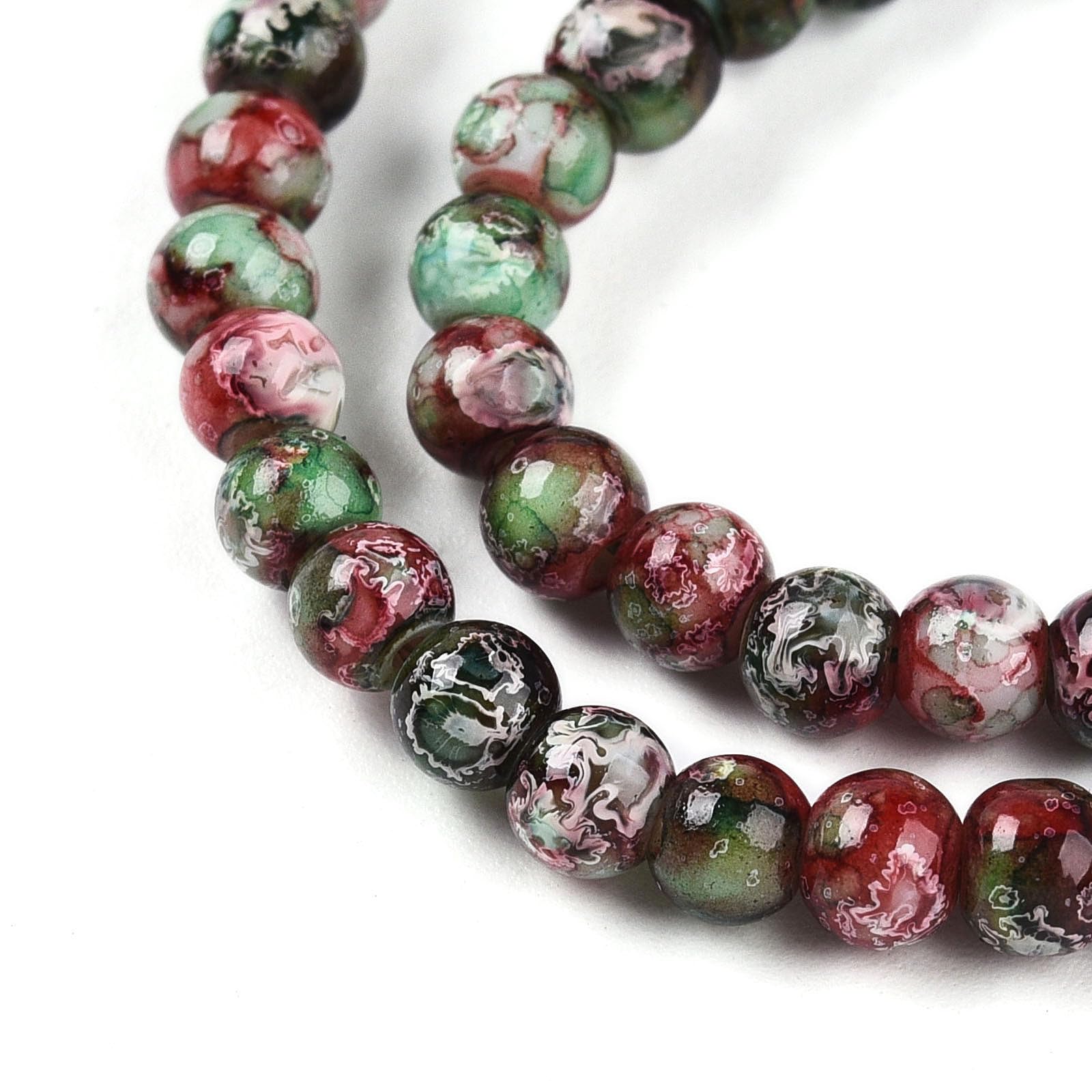 100pcs 4mm Green Round Glass Beads with Crackles Smooth Beads for Earring Neckla