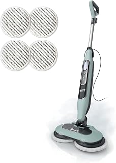 Shark Steam & Scrub Steam Mop, All-in-One Hard Floor Cleaner, Grey, S8001 | LED Headlights, 4 Dirt Grip Soft Scrub Pads Included, XL Water Tank, Swivel Steering