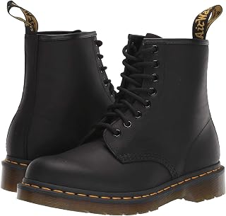 Dr. Martens Women's 8 Eye Combat Boot, Black Greasy, 10 UK