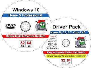 9th & Vine Compatible Windows 10 Home and Professional 32/64 Bit Repair, Install, Recover & Restore DVD Plus Drivers Pack