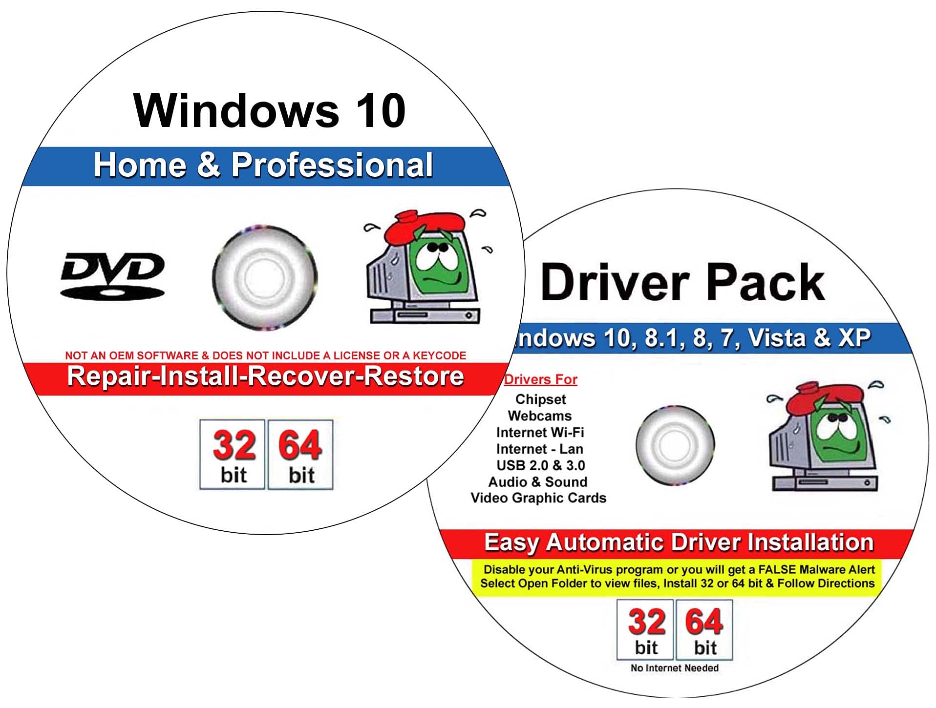 9th & Vine Compatible Windows 10 Home and Professional 32/64 Bit Repair, Install