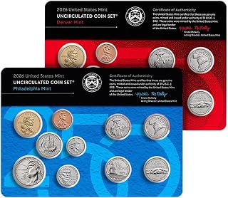 2026 P, D U.S. Mint Uncirculated 20-Coin Mint Set - Dual Dated 1776-2026 Semiquincentennial Penny Included Uncirculated