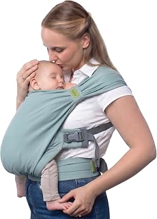 Boba Bliss Pre-Wrapped Baby Wrap Carrier, Newborn Sling, Sea Mist | Stretchy Hybrid Sling that slips on in seconds, no tying, Hip-Healthy certified with Head Support for newborns 0-18 months.