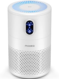 MOOKA Air Purifiers for Home Room up to 1076ft², True HEPA Filter, B-D02L | Quiet Sleep Mode, Night Light, Timer Settings, Energy Saving, 3-Layer Air Filter for Smoke Odor Dust Pollen Pet Dander,White