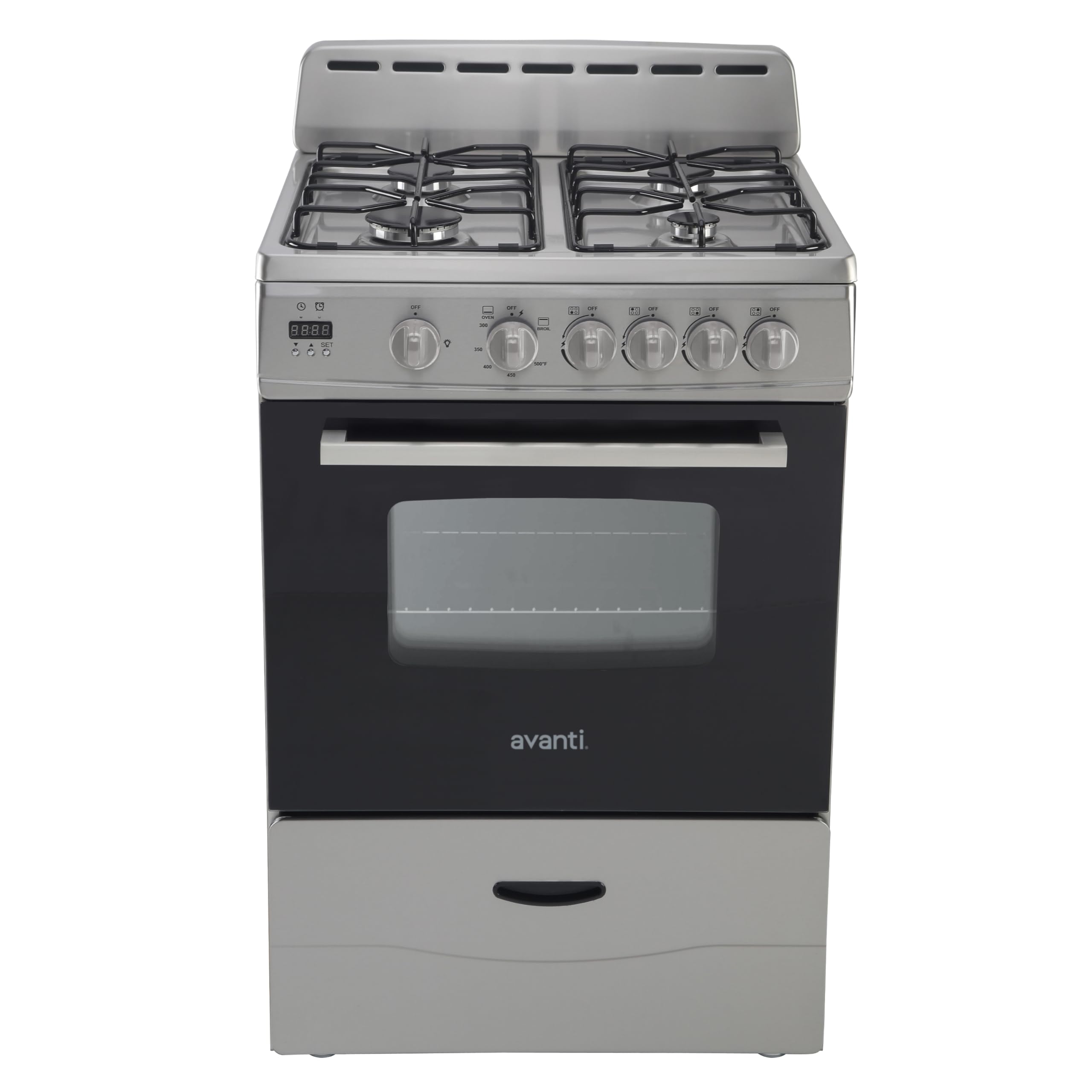 Avanti Compact Gas Range Oven 24-Inch with 4 Sealed Burners Automatic Electronic