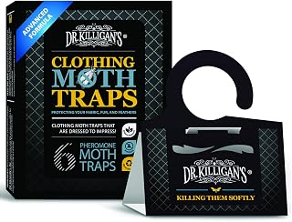 Dr. Killigan's Premium Clothing Moth Traps with Pheromones (Black, 6 Traps) | Clothes Moth Traps with Pheromones, Alternative to Moth Balls, Targets the Webbing Clothes Moth & Casemaking Clothes Moth