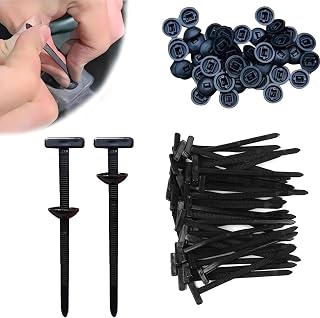 50 Pcs Nylon Universal Cable Tie Buckles - Heavy Duty Self Locking Zip Ties for Car UV Resistant Multipurpose Nylon Cable Tie Clips Quick Fix & Auto Repair Black Zip Ties with Pins & Buttons