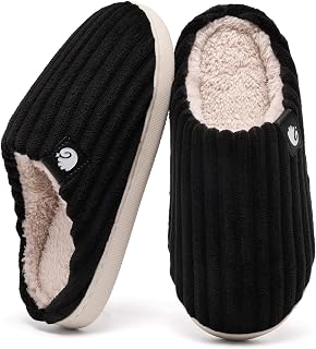 Guyarns House Slippers Women Men Winter, Warm Memory Foam Slippers Corduroy Velvet Non-Slip Sole Slippers Comfortable Indoor Outdoor